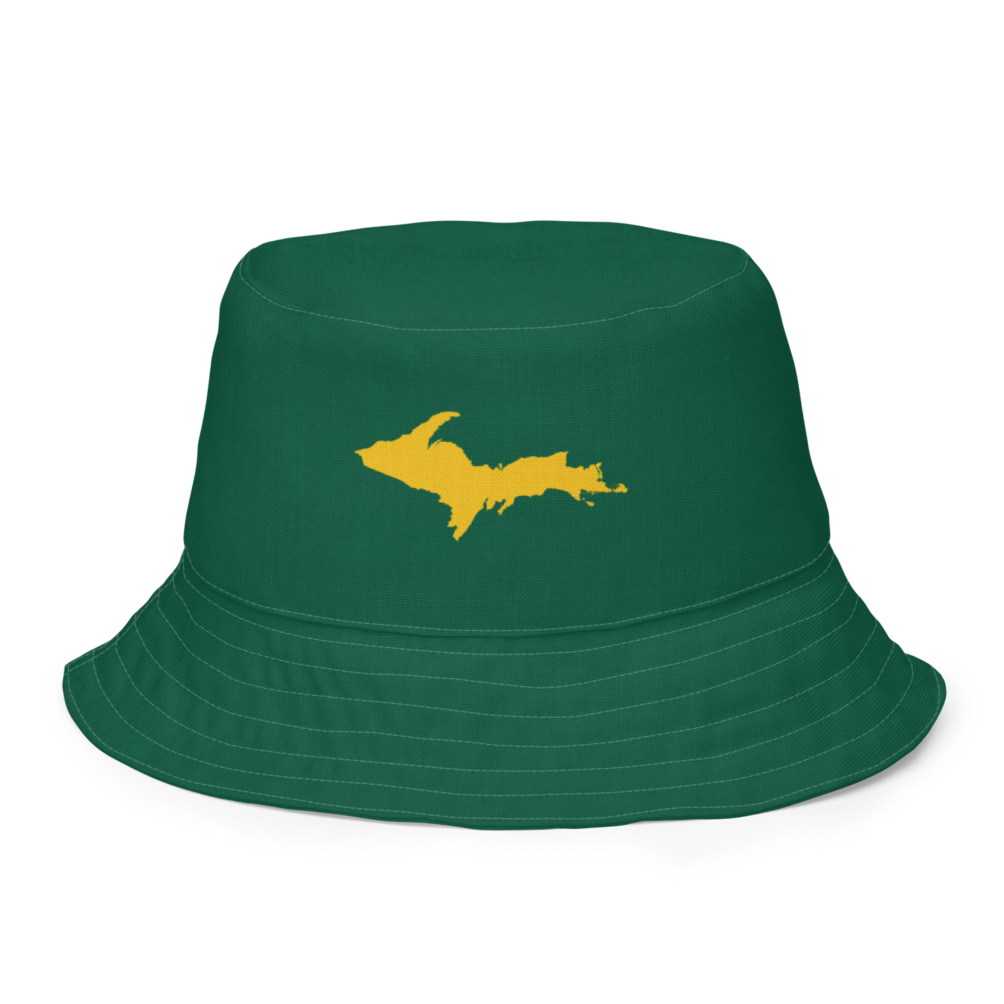 Michigan Upper Peninsula Bucket Hat (w/ Gold UP Outline) | Reversible - Green