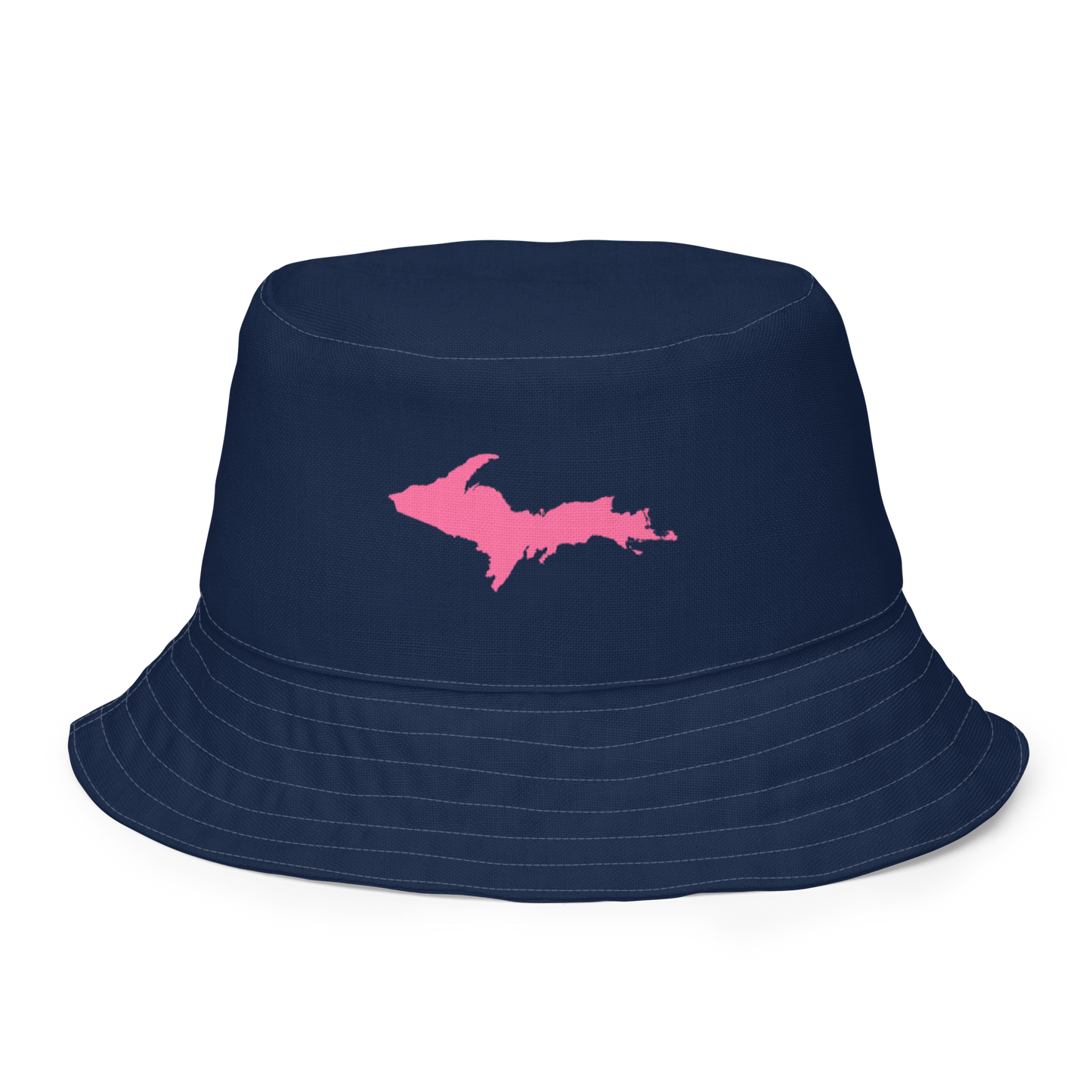 Michigan Upper Peninsula Bucket Hat (w/  Pink UP Outline) | Reversible - Navy