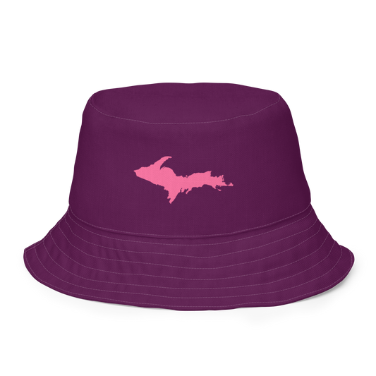 Michigan Upper Peninsula Bucket Hat (w/ Pink UP Outline) | Reversible - Tyrian Purple