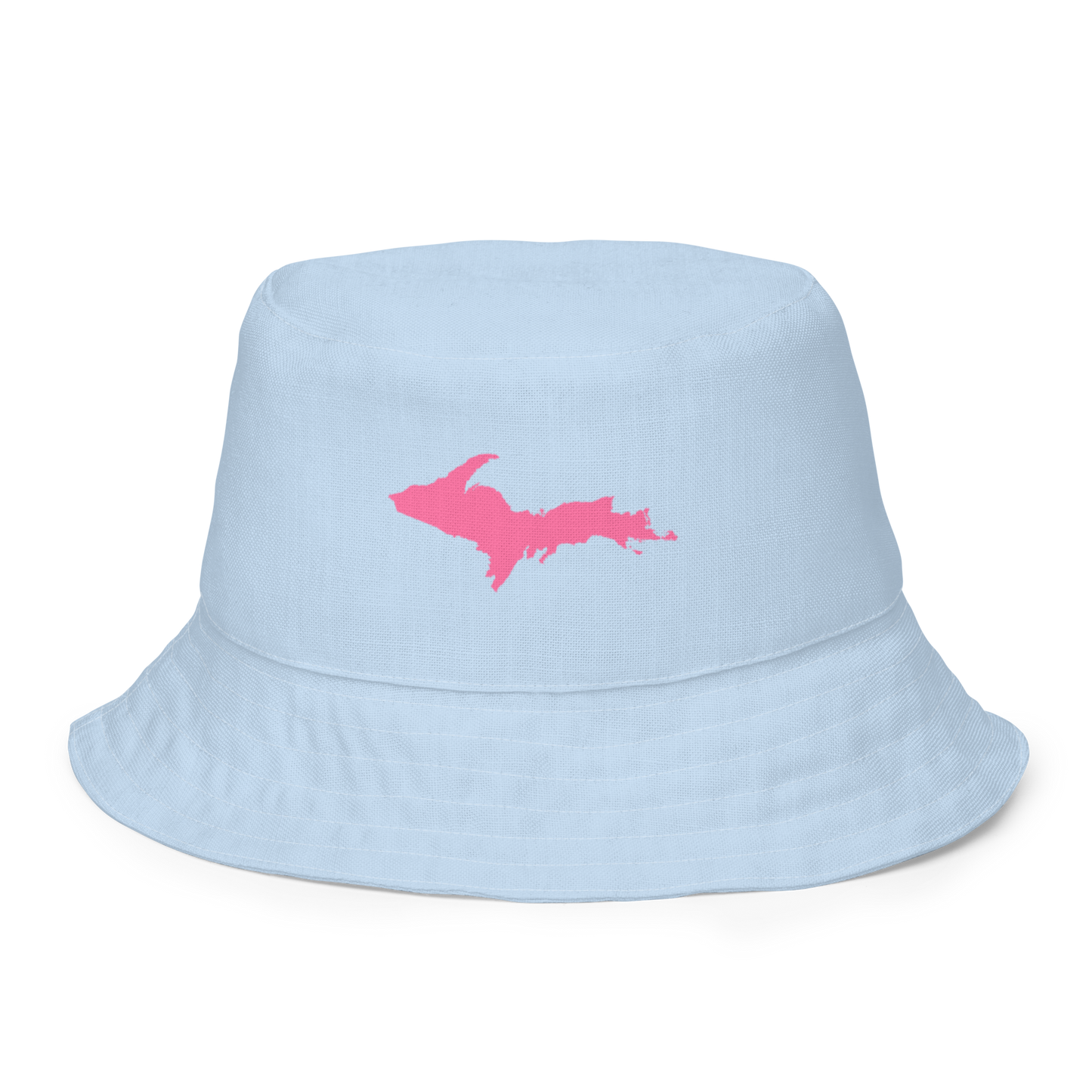 Michigan Upper Peninsula Bucket Hat (w/ Pink UP Outline) | Reversible - Baby Blue