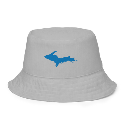 Michigan Upper Peninsula Bucket Hat (w/ Azure UP Outline) | Reversible - Silver