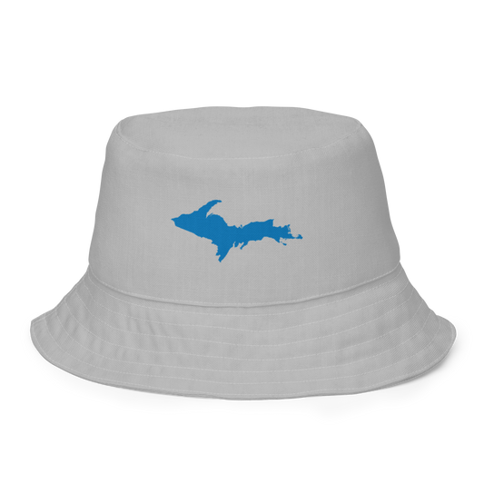 Michigan Upper Peninsula Bucket Hat (w/ Azure UP Outline) | Reversible - Silver