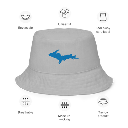 Michigan Upper Peninsula Bucket Hat (w/ Azure UP Outline) | Reversible - Silver