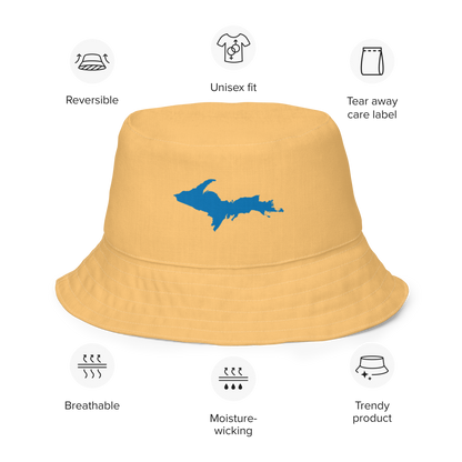 Michigan Upper Peninsula Bucket Hat (w/ Azure UP Outline) | Reversible - Apricot Color