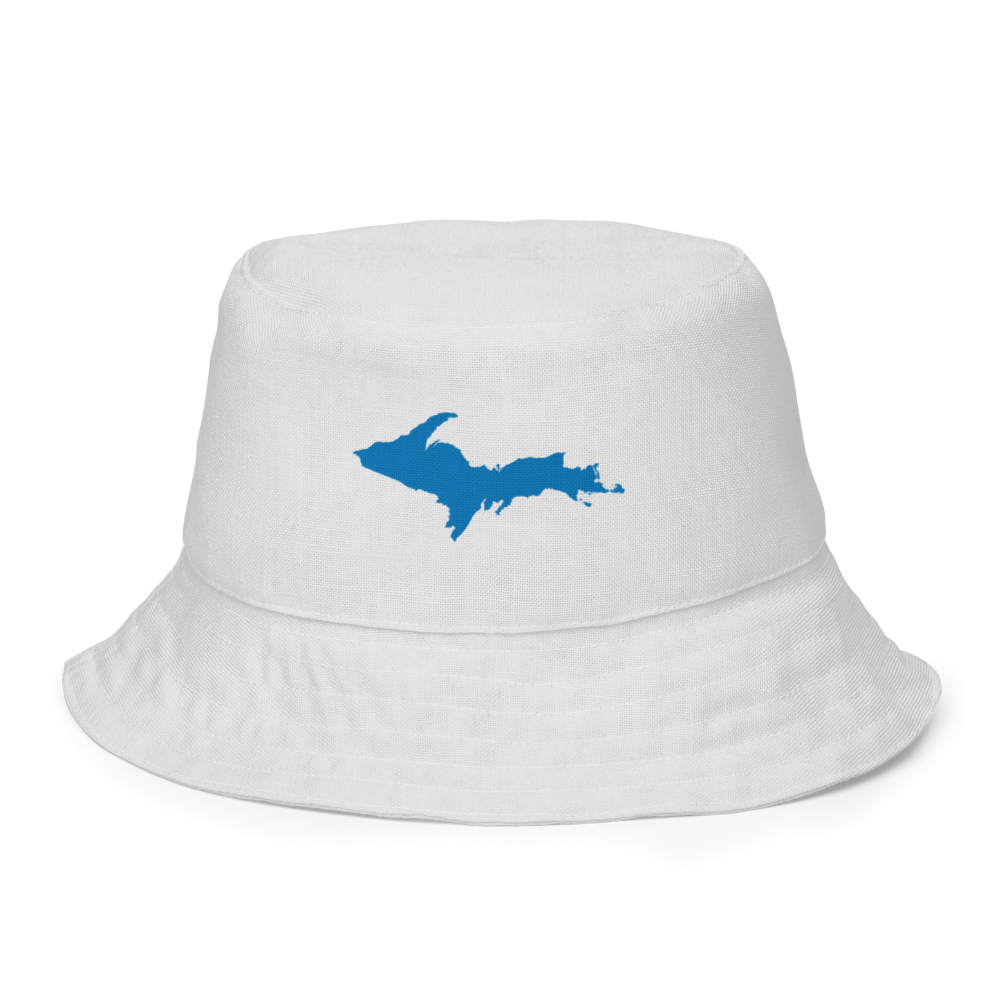 Michigan Upper Peninsula Bucket Hat (w/ Azure UP Outline) | Reversible - Birch Bark White