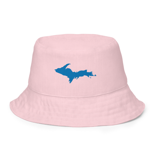 Michigan Upper Peninsula Bucket Hat (w/ Azure UP Outline) | Reversible - Pale Pink