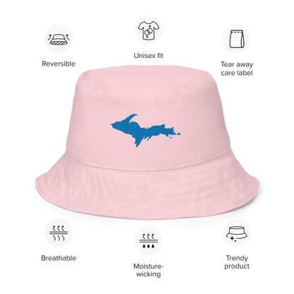 Michigan Upper Peninsula Bucket Hat (w/ Azure UP Outline) | Reversible - Pale Pink