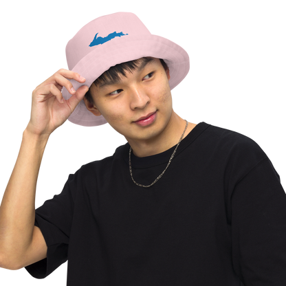 Michigan Upper Peninsula Bucket Hat (w/ Azure UP Outline) | Reversible - Pale Pink