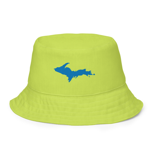 Michigan Upper Peninsula Bucket Hat (w/ Azure UP Outline) | Reversible - Gooseberry Green