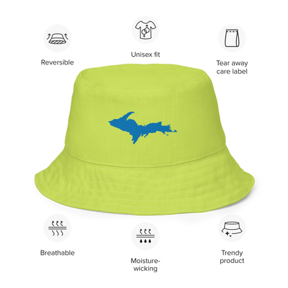 Michigan Upper Peninsula Bucket Hat (w/ Azure UP Outline) | Reversible - Gooseberry Green