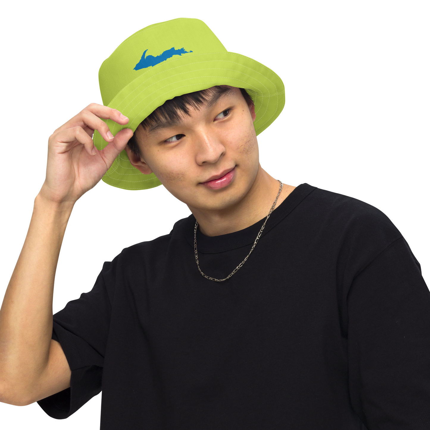 Michigan Upper Peninsula Bucket Hat (w/ Azure UP Outline) | Reversible - Gooseberry Green