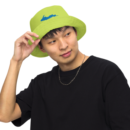 Michigan Upper Peninsula Bucket Hat (w/ Azure UP Outline) | Reversible - Gooseberry Green