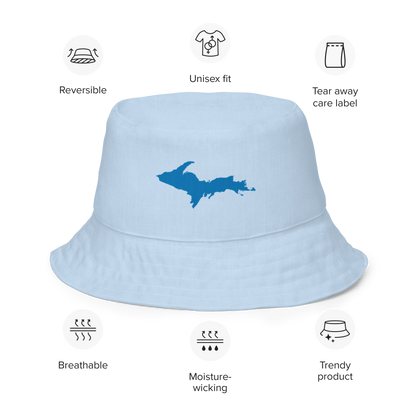 Michigan Upper Peninsula Bucket Hat (w/ Azure UP Outline) | Reversible - Light Blue