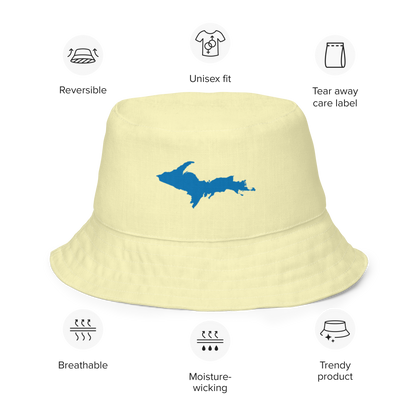 Michigan Upper Peninsula Bucket Hat (w/ Azure UP Outline) | Reversible - Canary Yellow