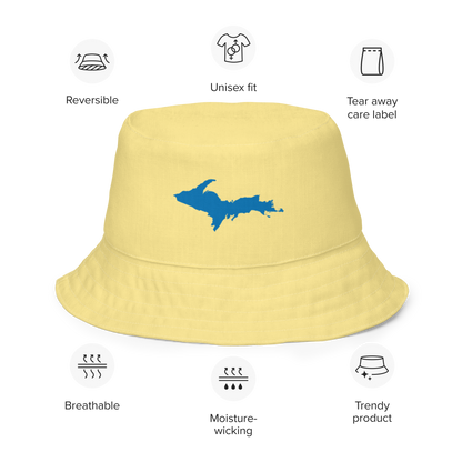 Michigan Upper Peninsula Bucket Hat (w/ Azure UP Outline) | Reversible - Cherry Yellow