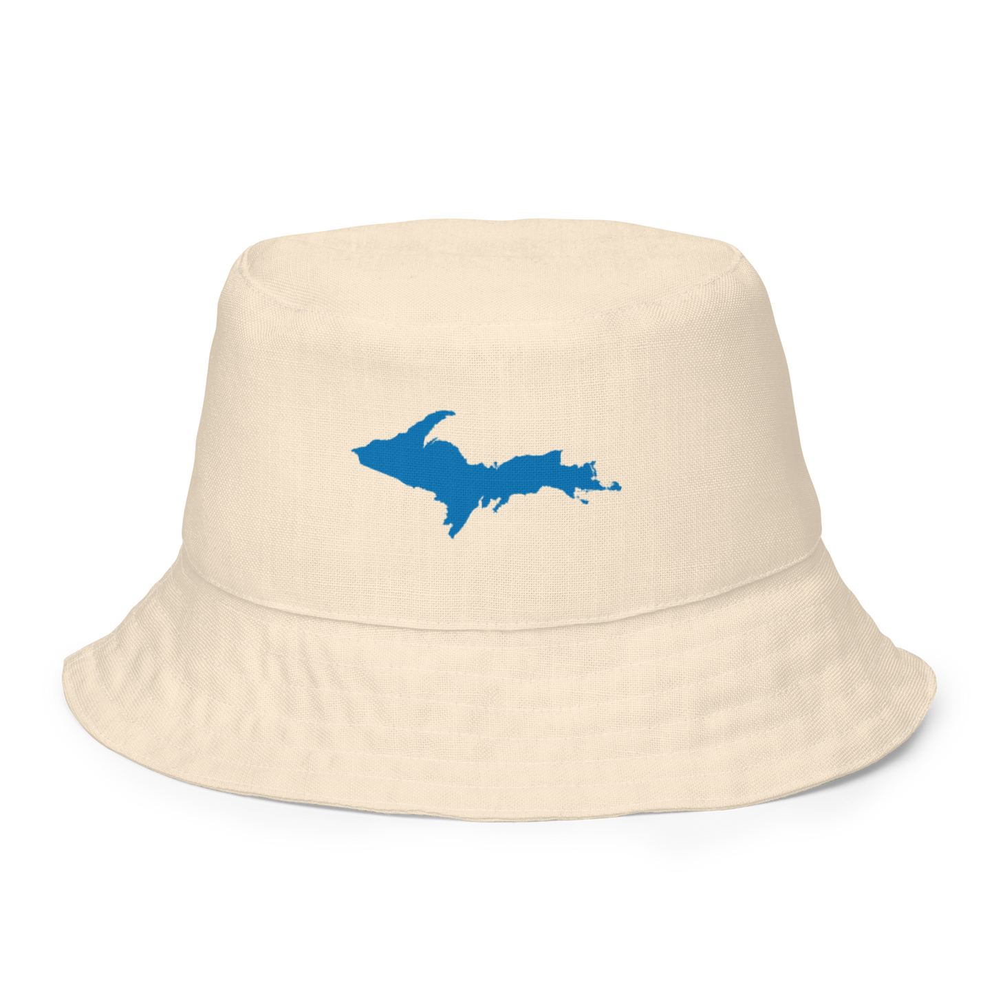 Michigan Upper Peninsula Bucket Hat (w/ Azure UP Outline) | Reversible - Champagne White