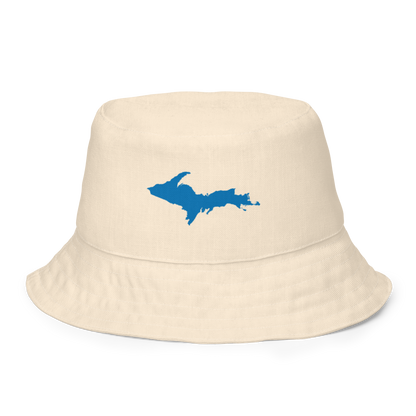 Michigan Upper Peninsula Bucket Hat (w/ Azure UP Outline) | Reversible - Champagne White