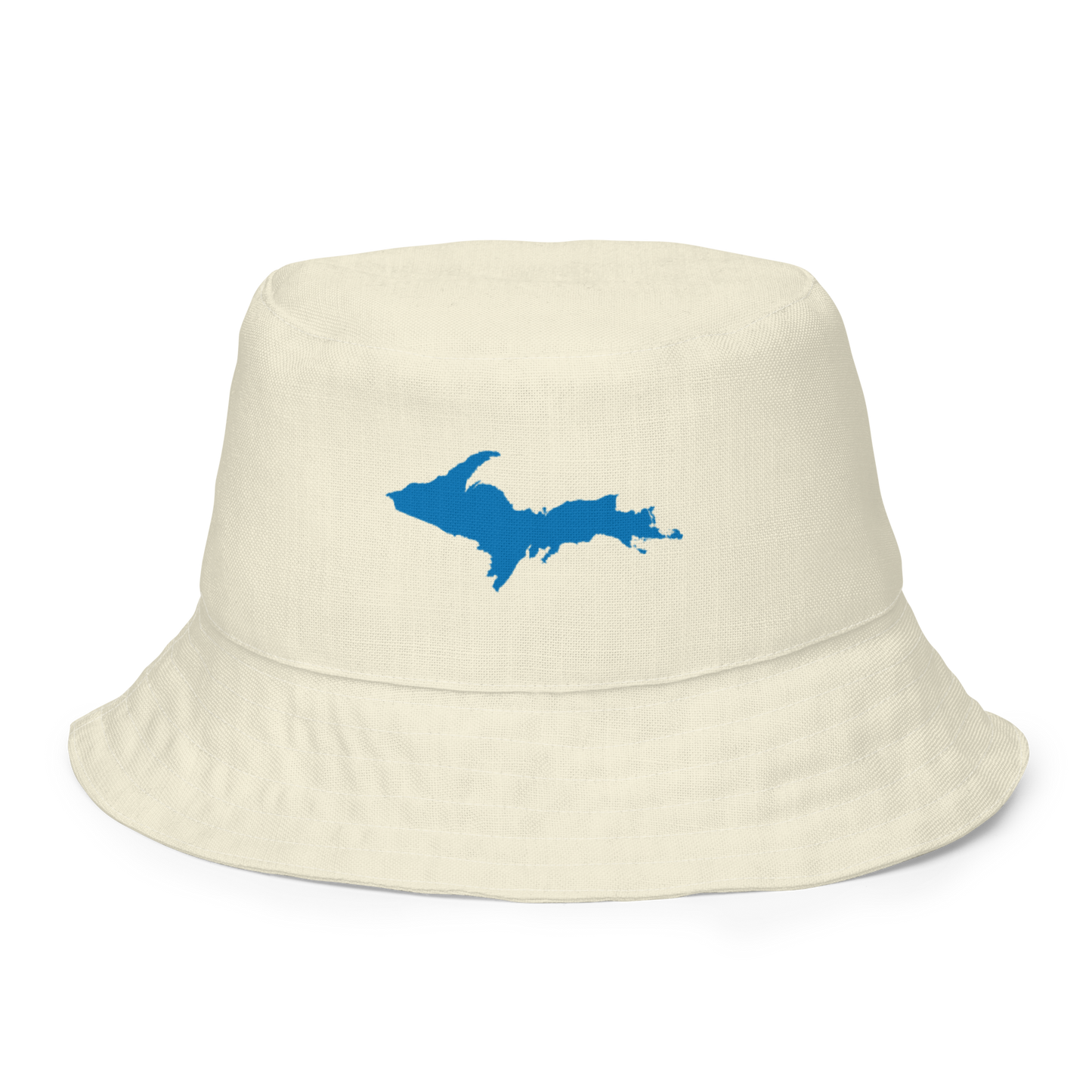 Michigan Upper Peninsula Bucket Hat (w/ Azure UP Outline) | Reversible - Ivory White