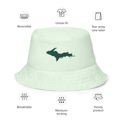 Michigan Upper Peninsula Bucket Hat (w/ Green UP Outline) | Reversible - Dew Green