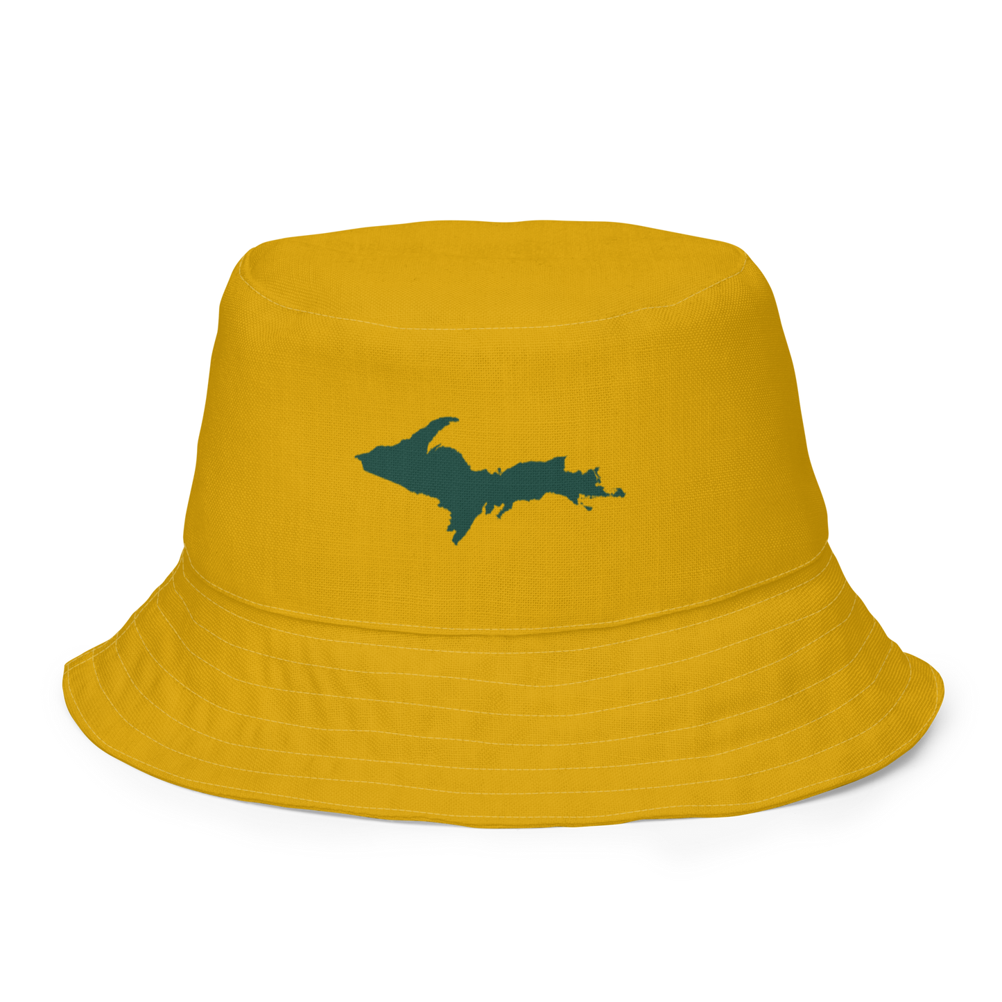 Michigan Upper Peninsula Bucket Hat (w/ Green UP Outline) | Reversible - Gold