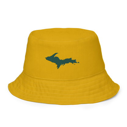 Michigan Upper Peninsula Bucket Hat (w/ Green UP Outline) | Reversible - Gold