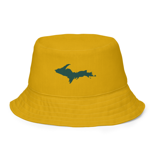 Michigan Upper Peninsula Bucket Hat (w/ Green UP Outline) | Reversible - Gold