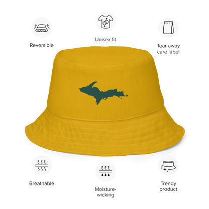 Michigan Upper Peninsula Bucket Hat (w/ Green UP Outline) | Reversible - Gold