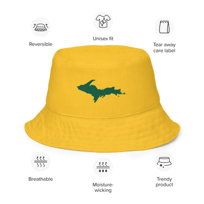 Michigan Upper Peninsula Bucket Hat (w/ Green UP Outline) | Reversible - Superior Gold