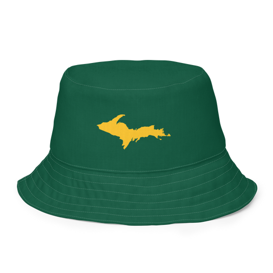 Michigan Upper Peninsula Bucket Hat (w/ Gold UP Outline) | Reversible - Superior Green