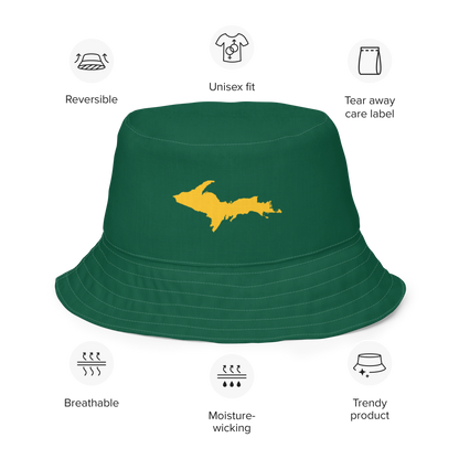 Michigan Upper Peninsula Bucket Hat (w/ Gold UP Outline) | Reversible - Superior Green