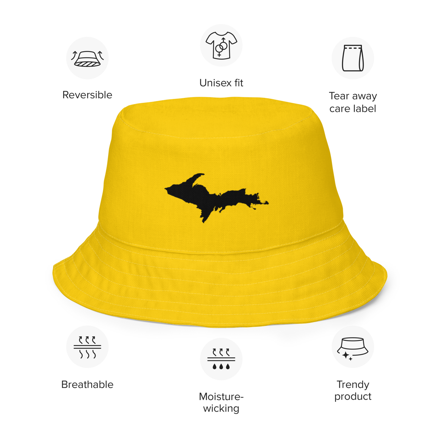 Michigan Upper Peninsula Bucket Hat (w/ UP Outline) | Reversible - Portage Gold