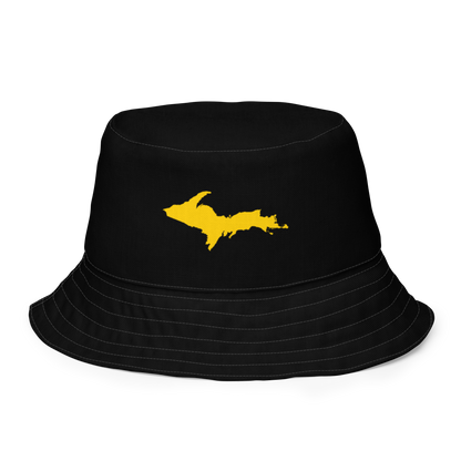 Michigan Upper Peninsula Bucket Hat (w/ Portage Gold UP Outline) | Reversible - Black