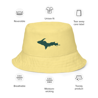 Michigan Upper Peninsula Bucket Hat (w/ Green UP Outline) | Reversible - Cherry Yellow