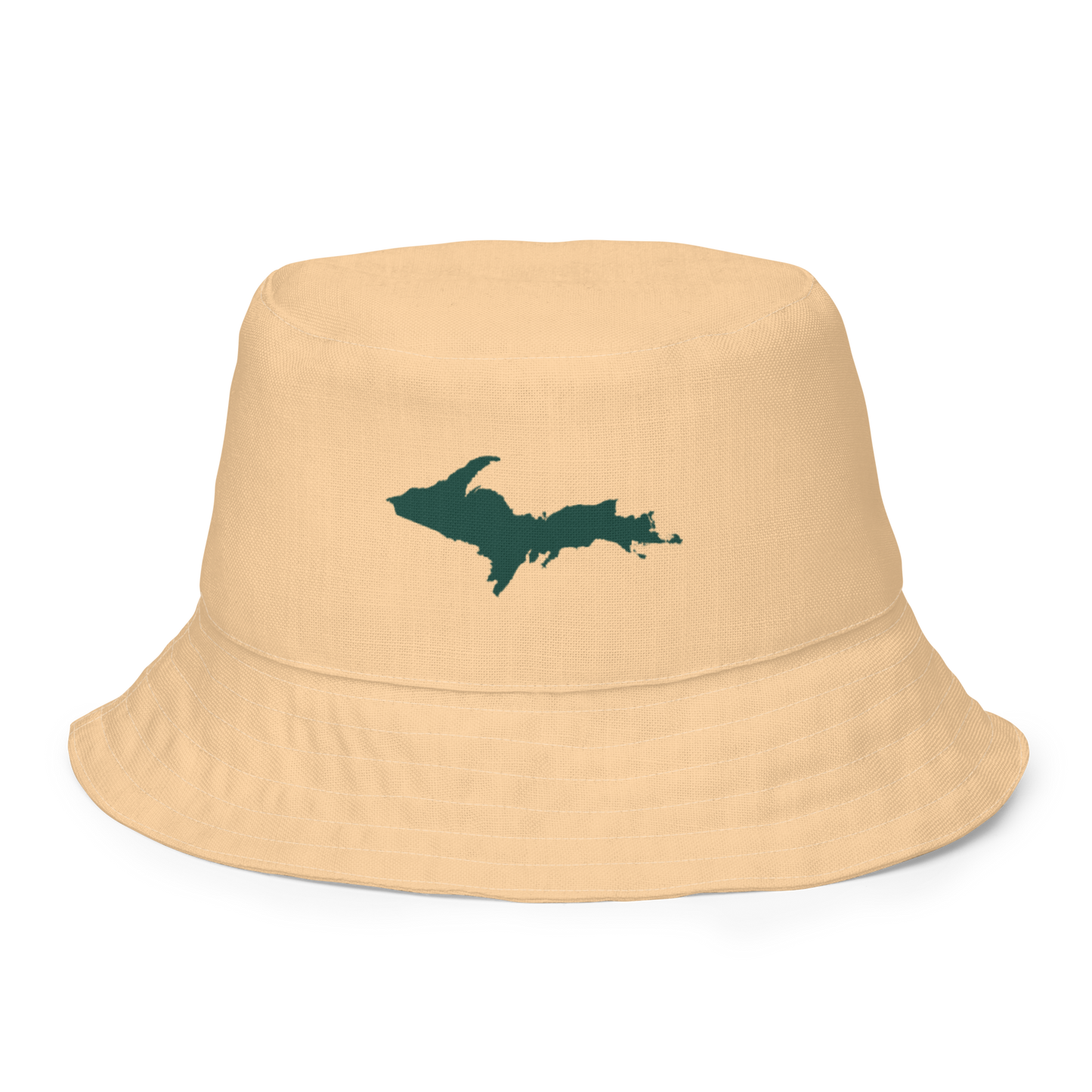 Michigan Upper Peninsula Bucket Hat (w/ Green UP Outline) | Reversible - Pale Apricot