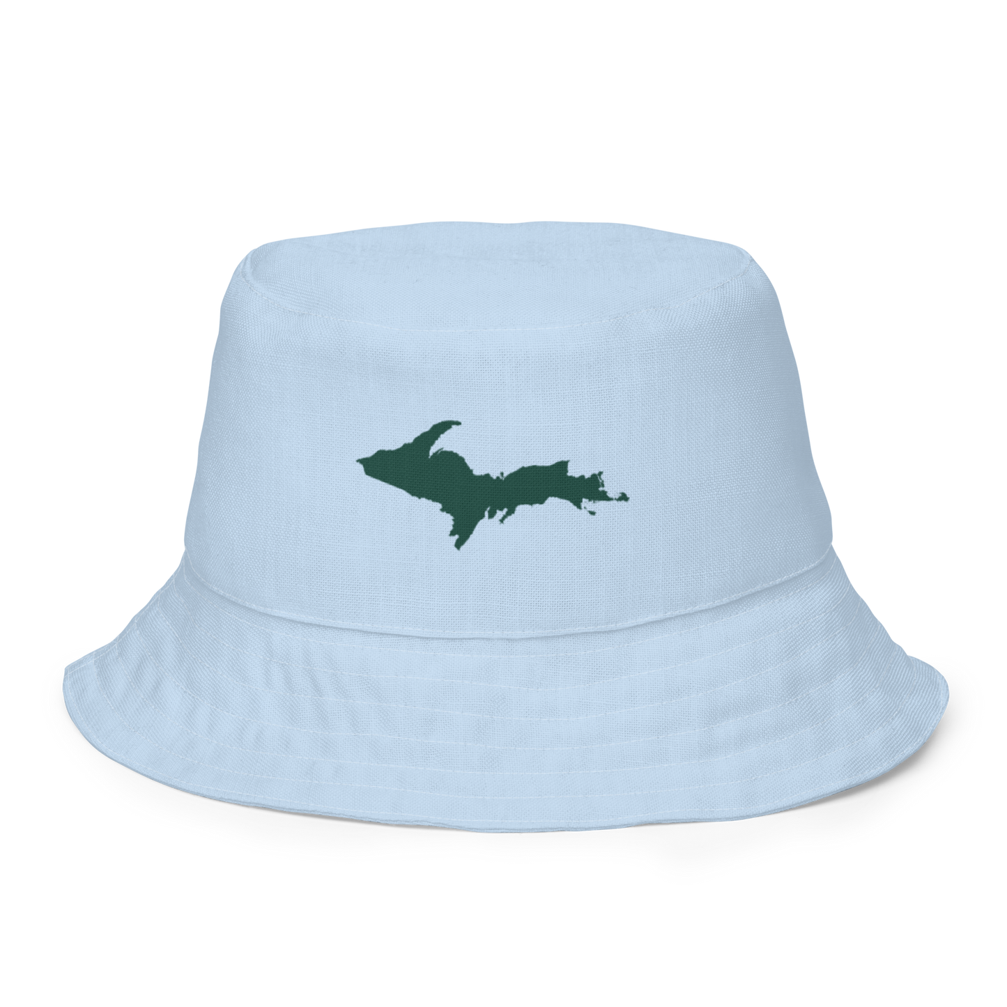 Michigan Upper Peninsula Bucket Hat (w/ Green UP Outline) | Reversible - Light Blue