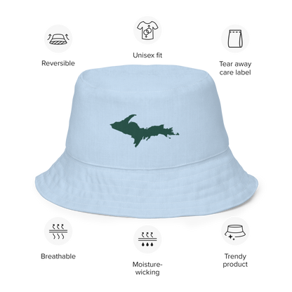 Michigan Upper Peninsula Bucket Hat (w/ Green UP Outline) | Reversible - Light Blue