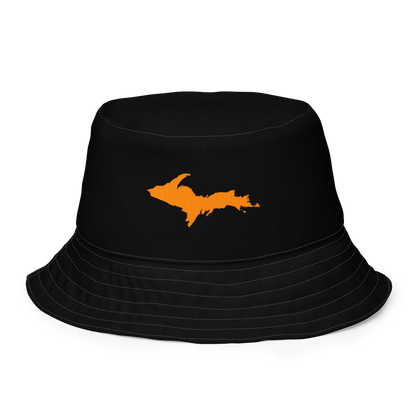 Michigan Upper Peninsula Bucket Hat (w/ Orange UP Outline) | Reversible - Black