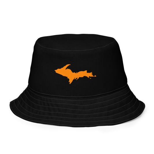 Michigan Upper Peninsula Bucket Hat (w/ Orange UP Outline) | Reversible - Black