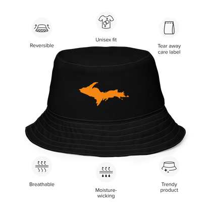 Michigan Upper Peninsula Bucket Hat (w/ Orange UP Outline) | Reversible - Black