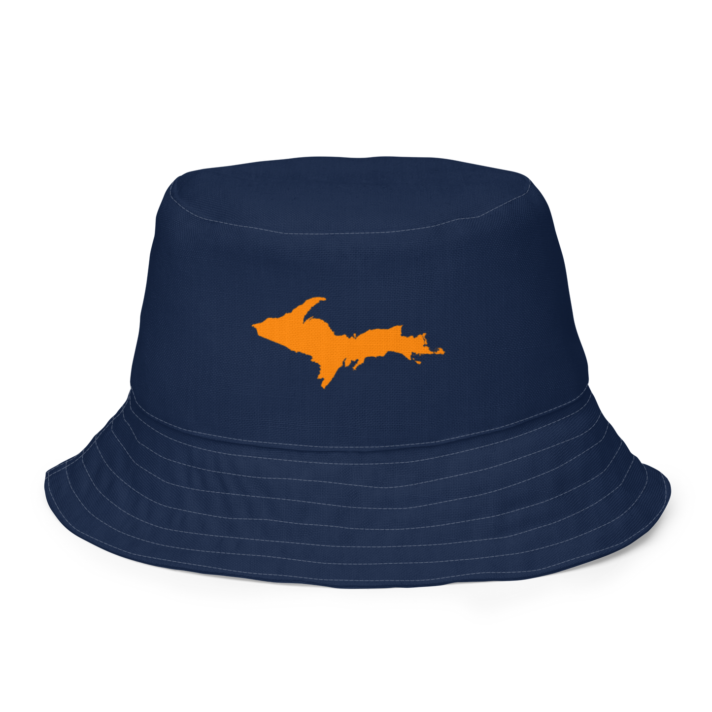 Michigan Upper Peninsula Bucket Hat (w/ Orange UP Outline) | Reversible - Navy