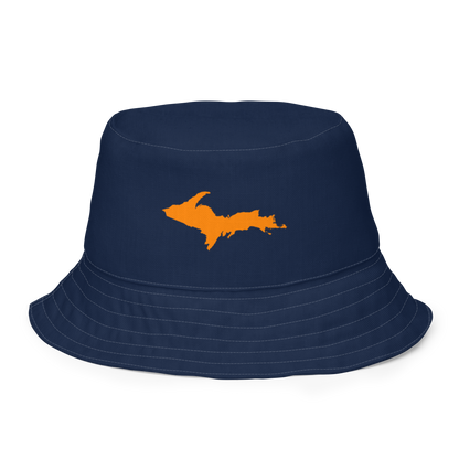 Michigan Upper Peninsula Bucket Hat (w/ Orange UP Outline) | Reversible - Navy