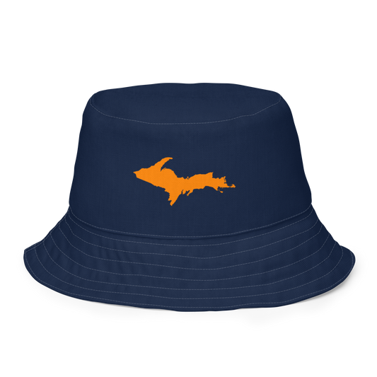 Michigan Upper Peninsula Bucket Hat (w/ Orange UP Outline) | Reversible - Navy