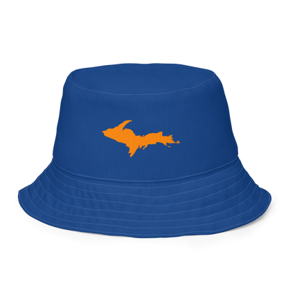 Michigan Upper Peninsula Bucket Hat (w/ Orange UP Outline) | Reversible - Dark Blue