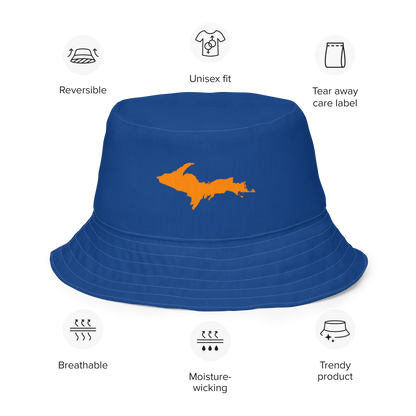 Michigan Upper Peninsula Bucket Hat (w/ Orange UP Outline) | Reversible - Dark Blue