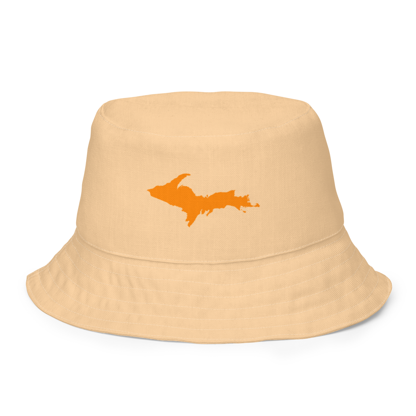 Michigan Upper Peninsula Bucket Hat (w/ Orange UP Outline) | Reversible - Pale Apricot