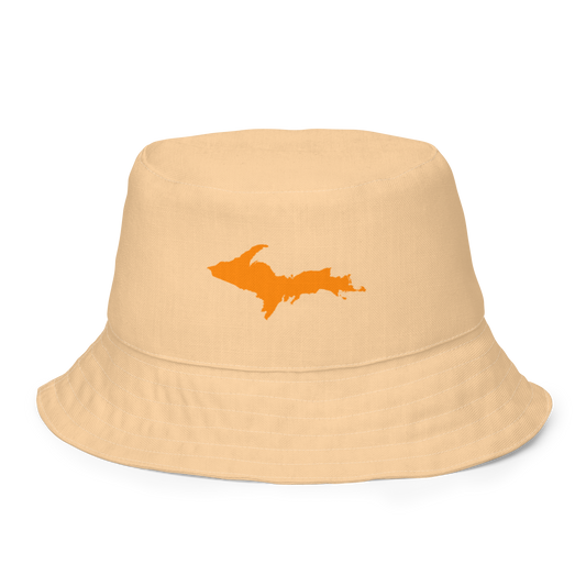 Michigan Upper Peninsula Bucket Hat (w/ Orange UP Outline) | Reversible - Pale Apricot