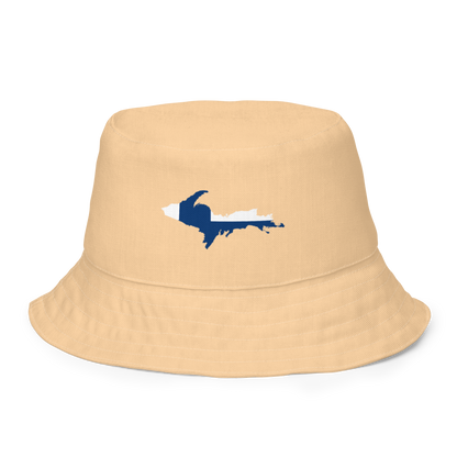 Michigan Upper Peninsula Bucket Hat (w/ UP Finland Flag) | Reversible - Pale Apricot