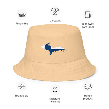 Michigan Upper Peninsula Bucket Hat (w/ UP Finland Flag) | Reversible - Pale Apricot