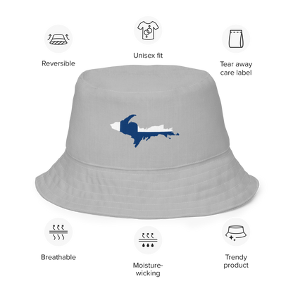 Michigan Upper Peninsula Bucket Hat (w/ UP Finland Flag) | Reversible - Silver