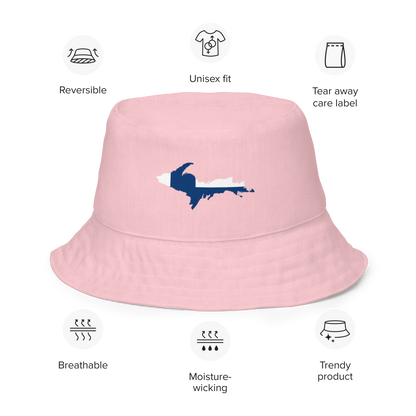 Michigan Upper Peninsula Bucket Hat (w/ UP Finland Flag) | Reversible - Pink